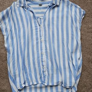 Old Navy Light Blue and White Striped Shirt